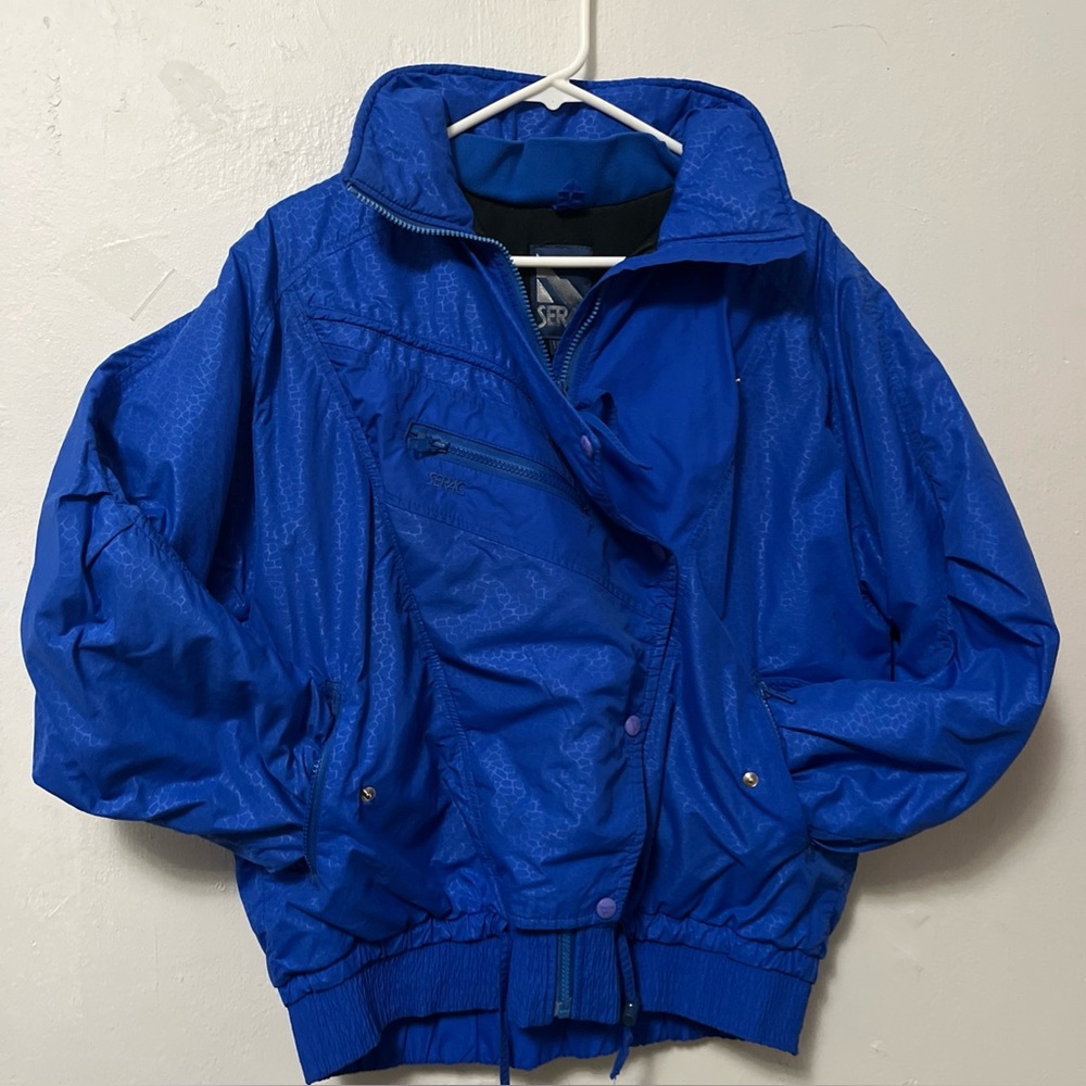 VTG 90s SERAC Ski Winter Jacket Womens Sz 10 Blue Full Zip Outdoor gear